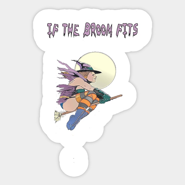 Halloween Witch If The Broom Fits Sticker by MzBink